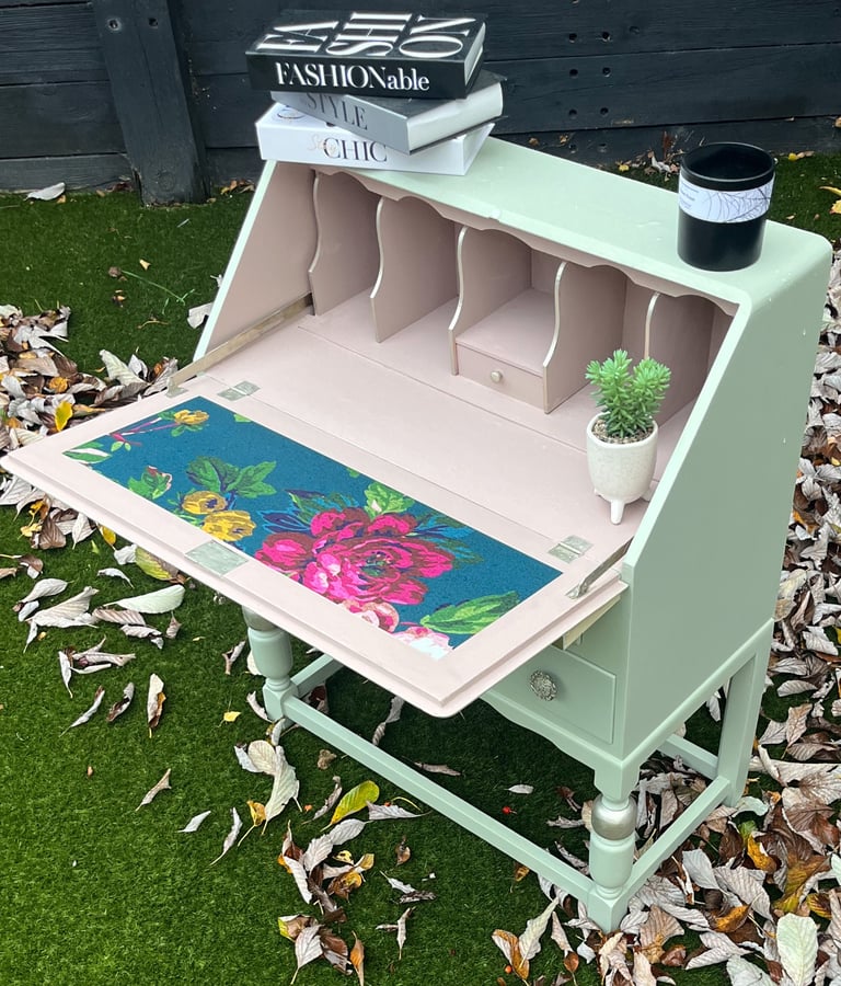 image for Antique Writing Bureau £150 Sage and Blush