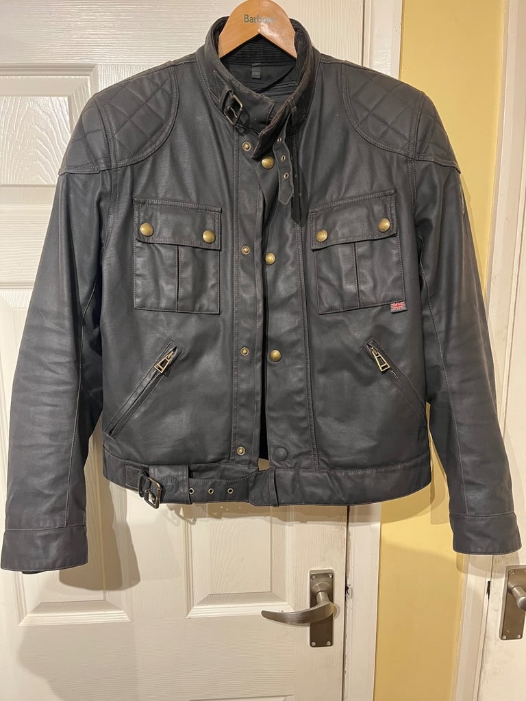 image for Belstaff Brooklands Wax Cotton Motorcycle Jacket- Medium 