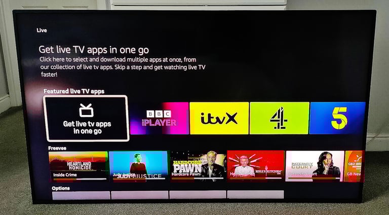 65" GVISION WALL MOUNT FULL HD SCREEN SLIM LED+FIRESTICK LOADS OF APPS RC NEW WALL BRACKETS