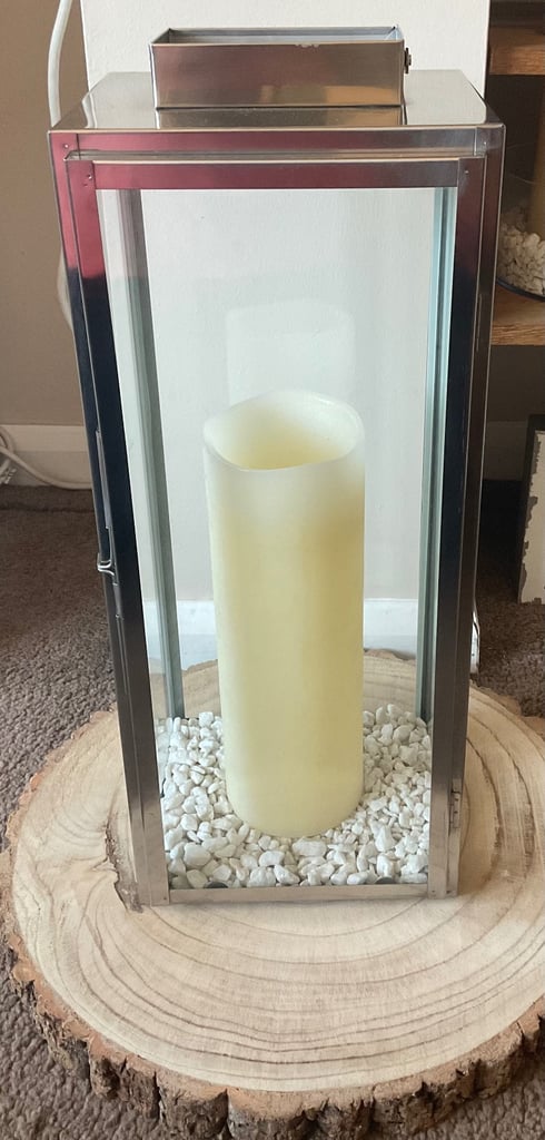 image for Wedding bundle- 6 lanterns, 6 tall candles & 6 rustic wood slice’s 