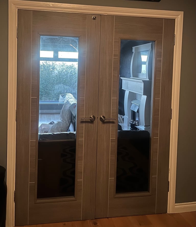 image for Grey glass panelled doors