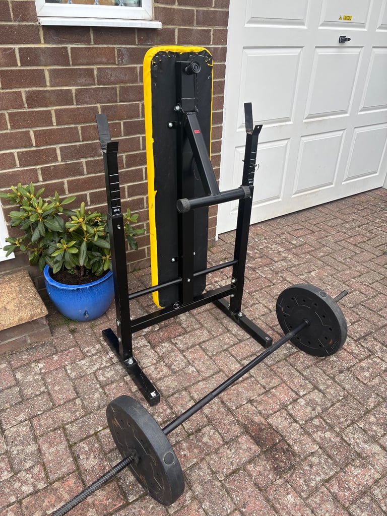 image for Weights bench, barbell and vinyl weights