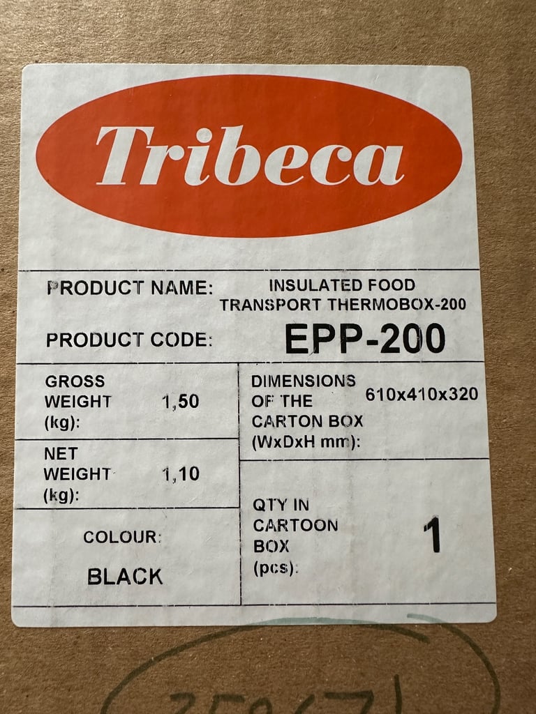 Tribeca EPP-200 Catering Insulated Food Transport Thermobox 200, Top Loading