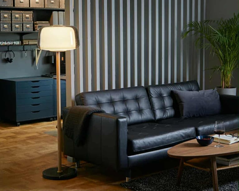 image for 3+2 Brand New Black Leather Ikea Sofa Set