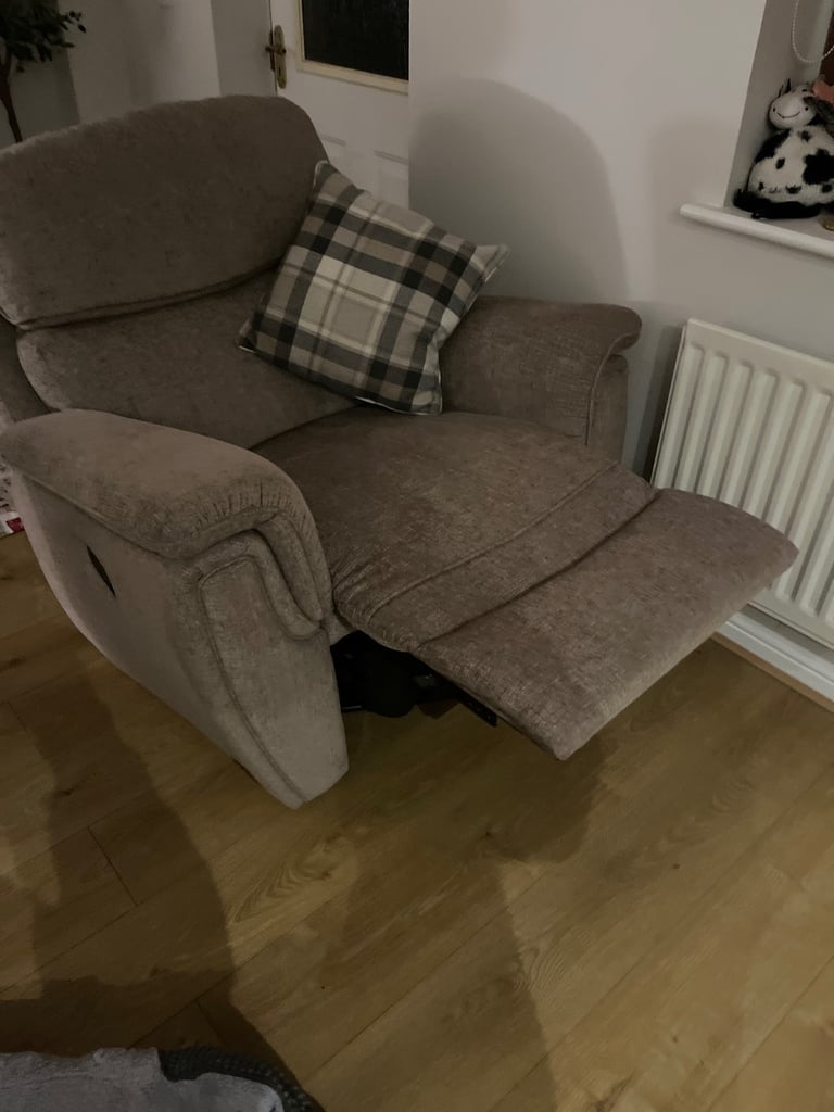 Power reclining sofa and single manual recliner 