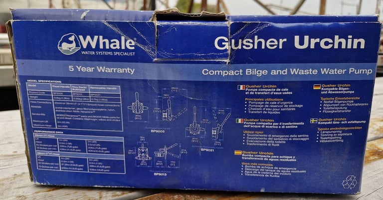 Used Whale Gusher Urchin Bilge Pump 43LPM BP9013 