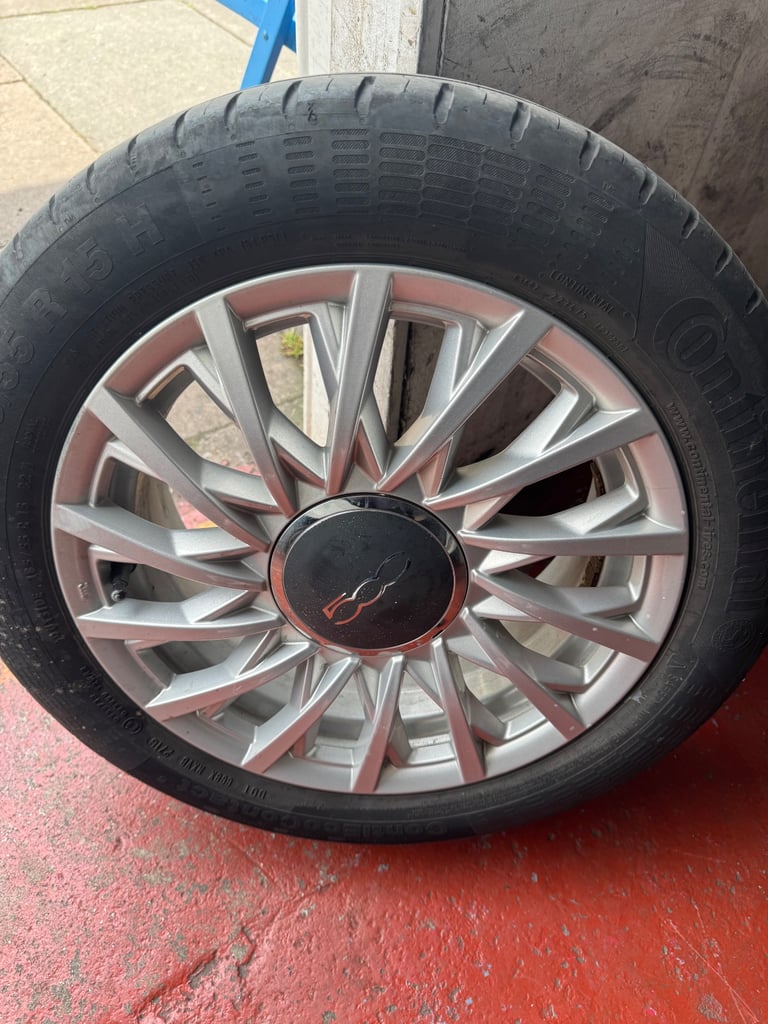 4 x Original Fiat 500 alloys and tyres! 15 inch - Good condition!