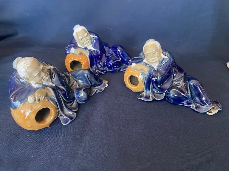 A scarce collection of 6 pieces of Chinese handcrafted clay pieces of Mudmen characters