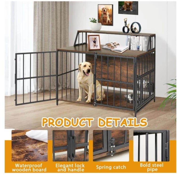 image for Heavy duty dog crate Furniture litail large wooden dogs cage kennel Furniture for medium dogs