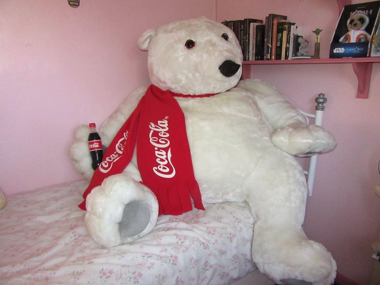Giant Genuine Coca-Cola Plush Polar Bear - (over 7ft round the hips)