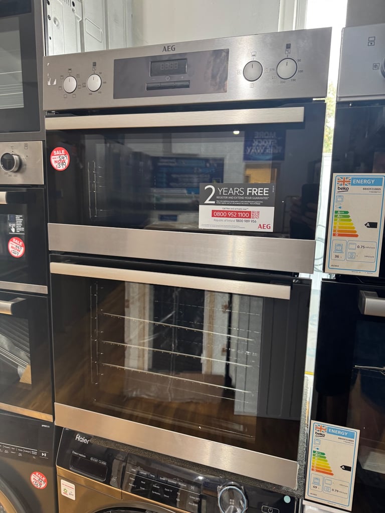 image for 🤩NEW STOCK🤩RRP £549!! NEW AEG Double Oven Built In / Integrated - Stainless / Black - Fan Oven 