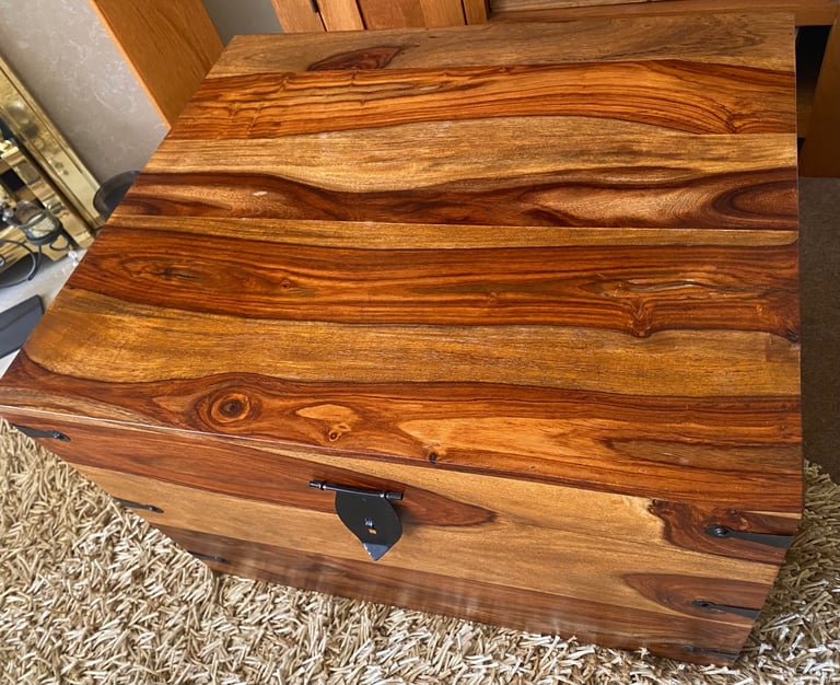 Large solid wooden storage box
