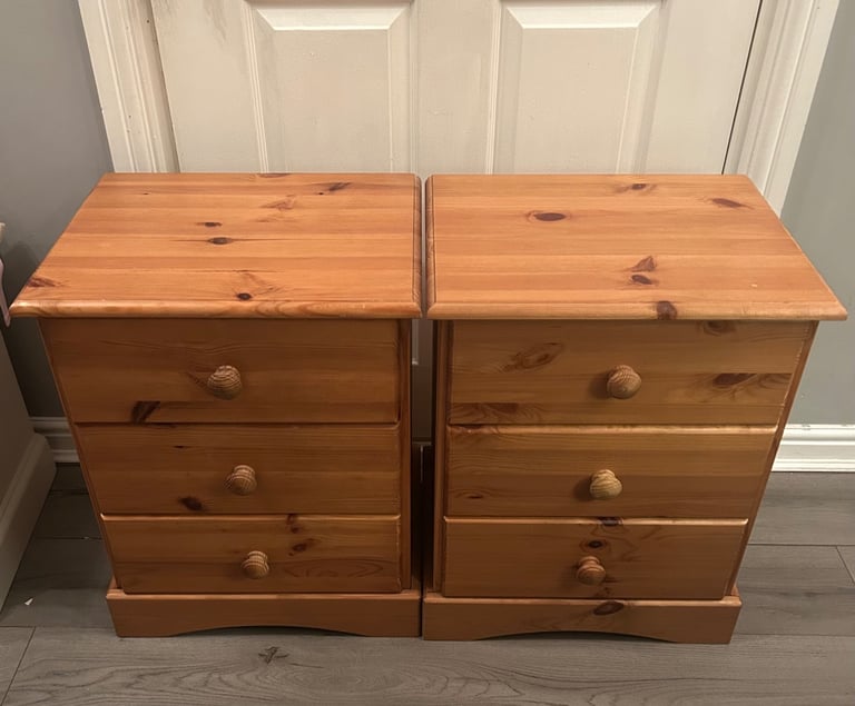 image for Pine bedside drawers x 2 