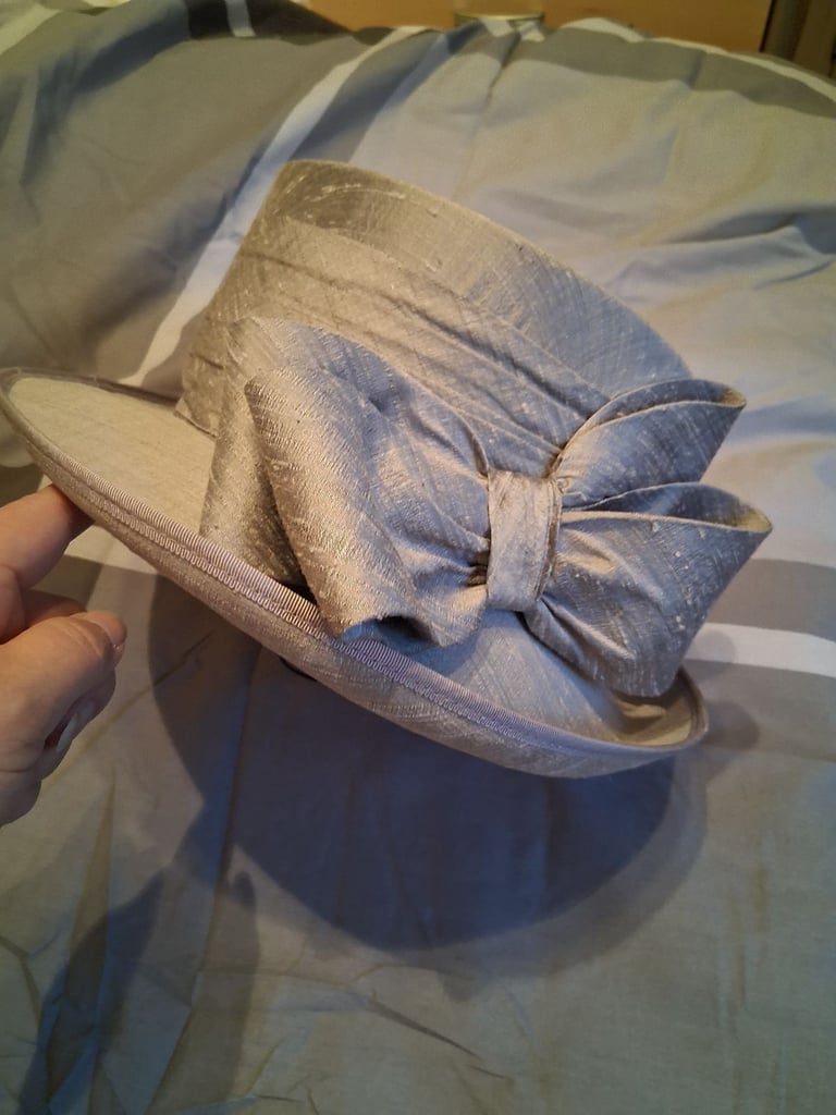 image for Stunning Silver Silk Wedding Hat - As Good As New