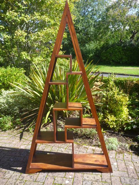 image for Stunning Mango Wood Triangular Display Unit
