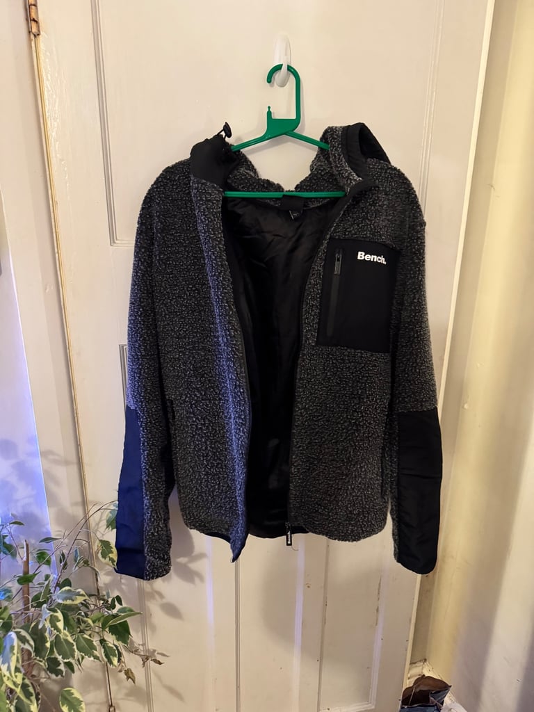 image for Bench Hoodie Mens Vintage Full Zip Outdoor Fleece Jacket Size Large