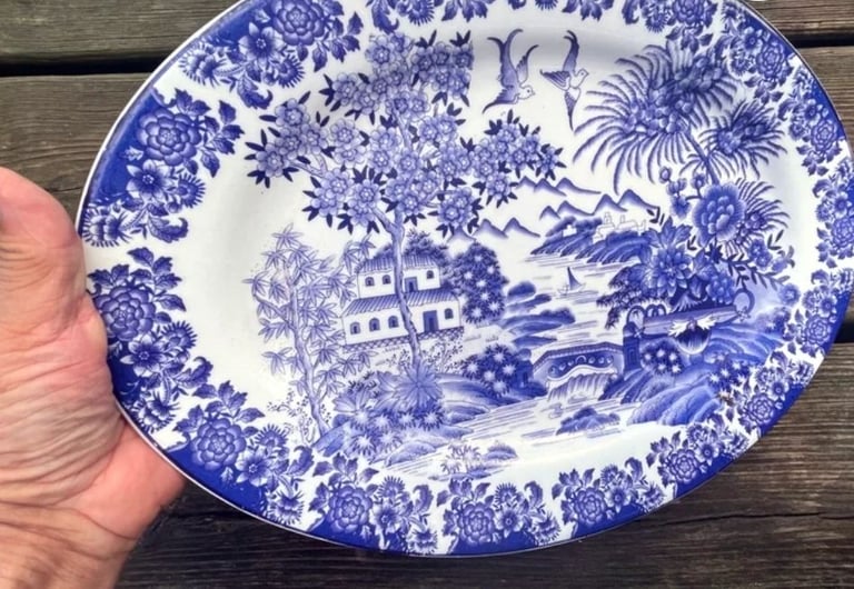 image for Vintage platter willow pattern 