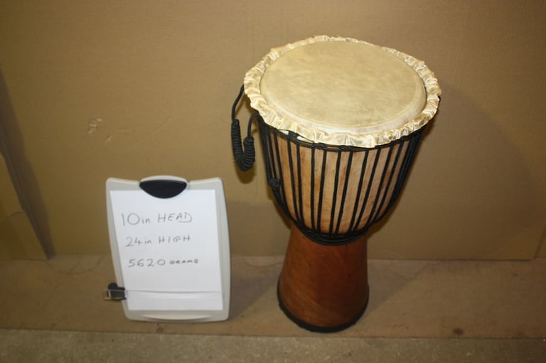 African Wooden Djembe Drum 10in Head x 24in High ~ Weight 5620 Grams ~ £75 ono