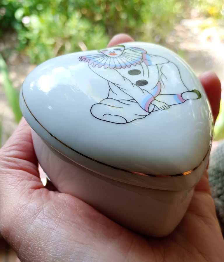 3 Vintage Pierrot Trinket Boxes