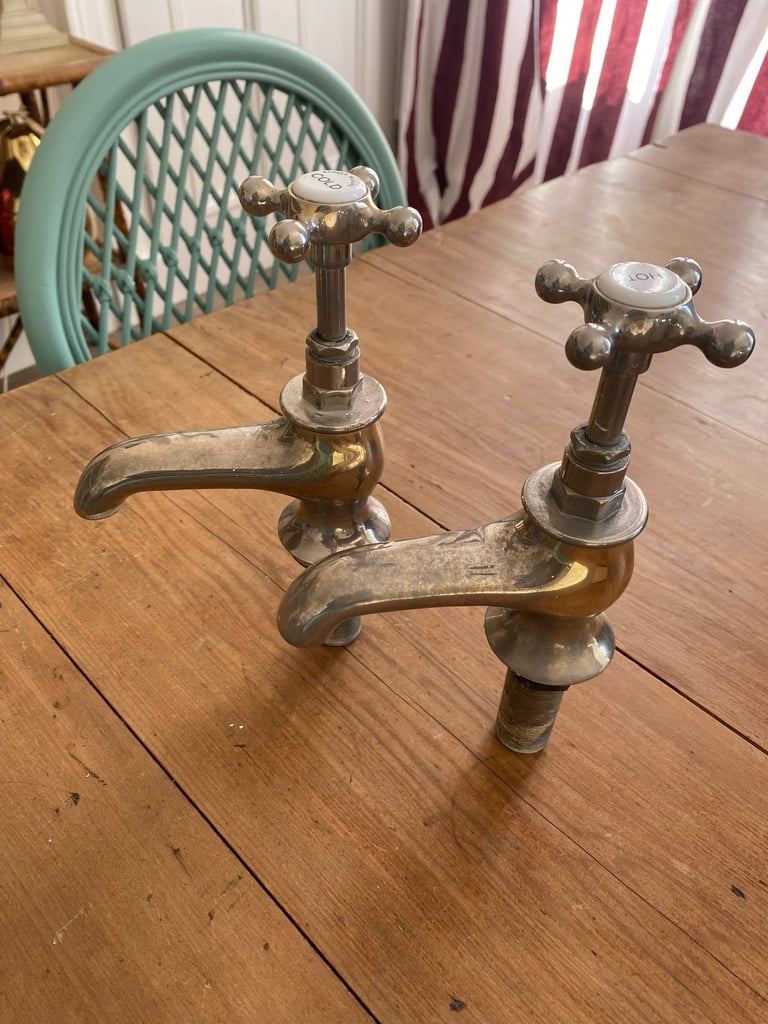 Extra Large Antique Vintage Barber Wilson Bath Taps for restoration