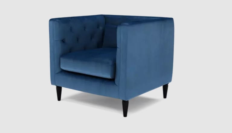 DFS MYA 3 seater sofa, chair and foot stool and matching cushions.