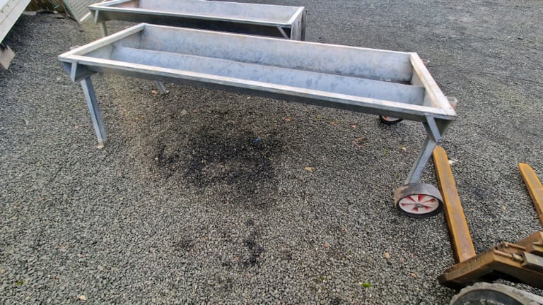 Choice of two 8ft galvanised double cattle feeding trough farm tractor