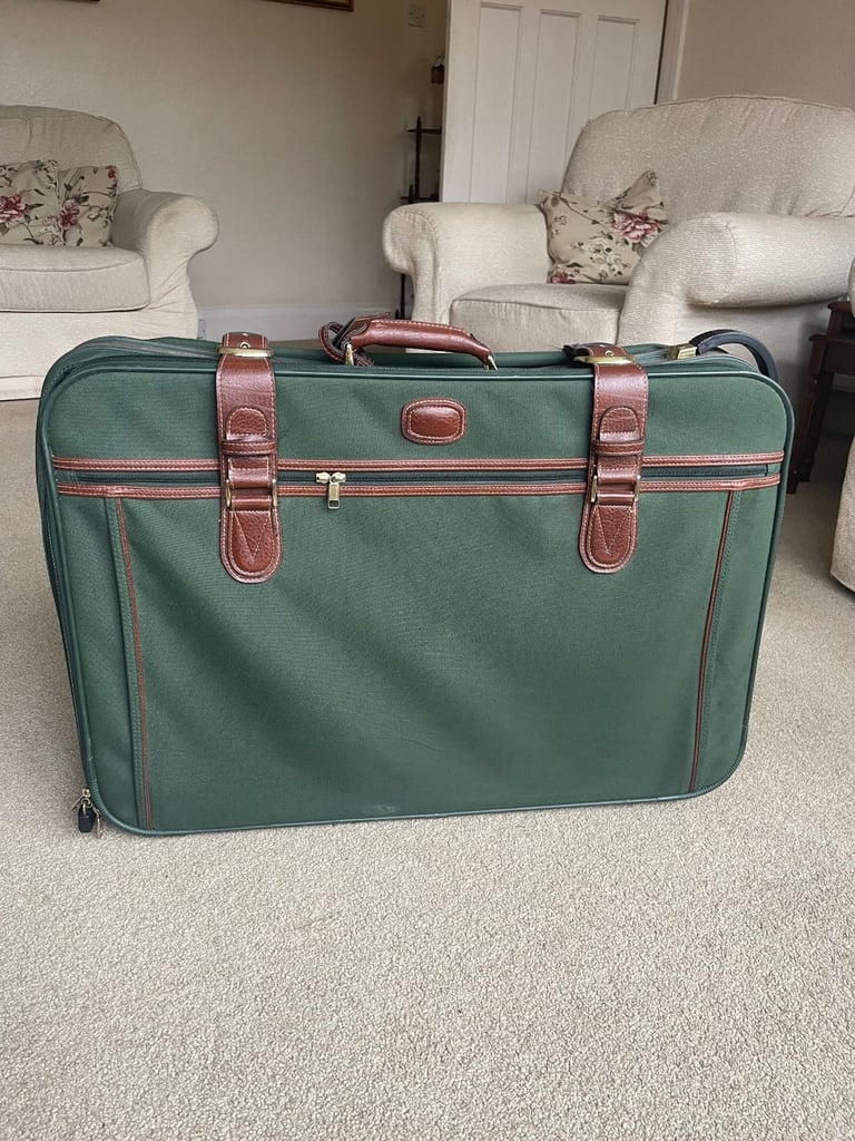 M&S Large Green Canvas Suitcase