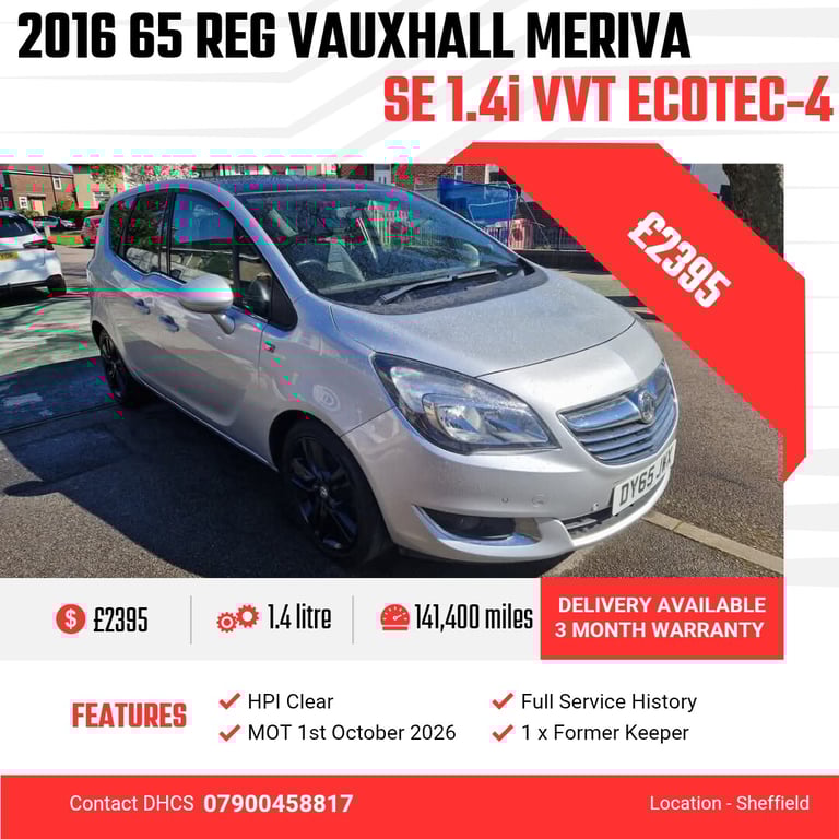 image for 2016 Vauxhall Meriva 1.4i 16V SE 5dr MPV Petrol Manual