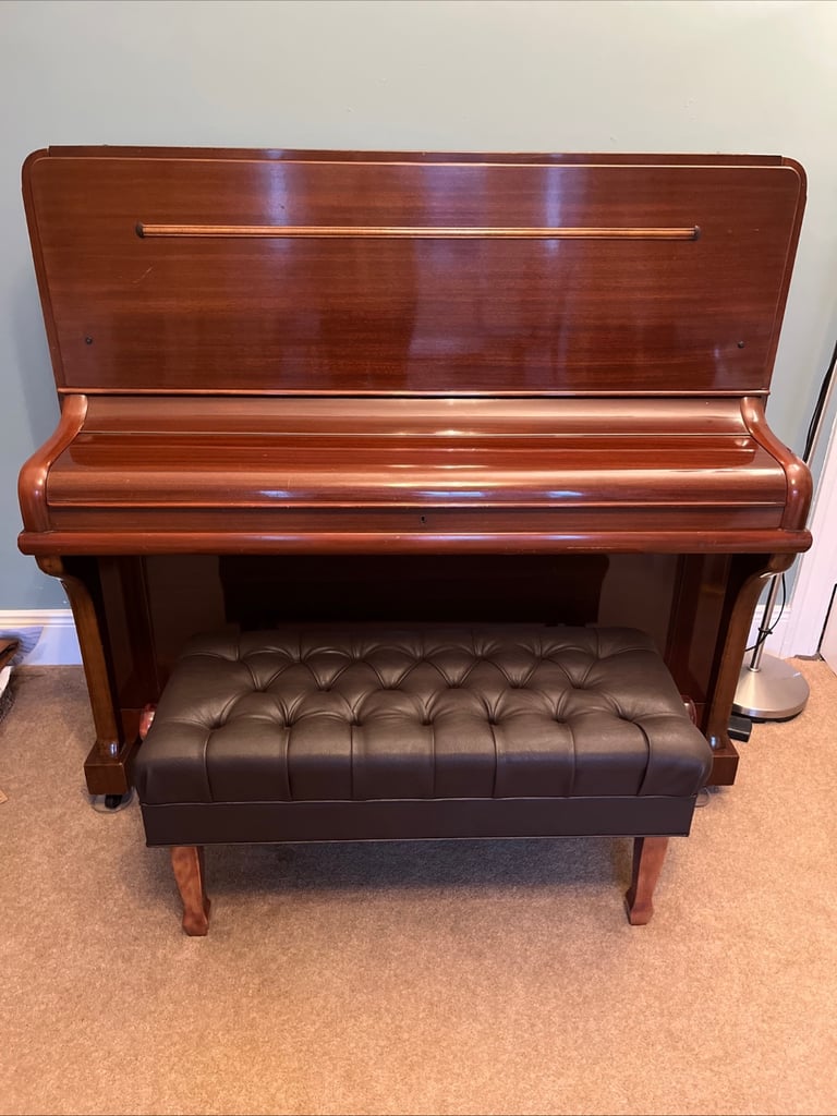 Adjustable Height Piano Bench Stool Dark Brown Faux Leather. 