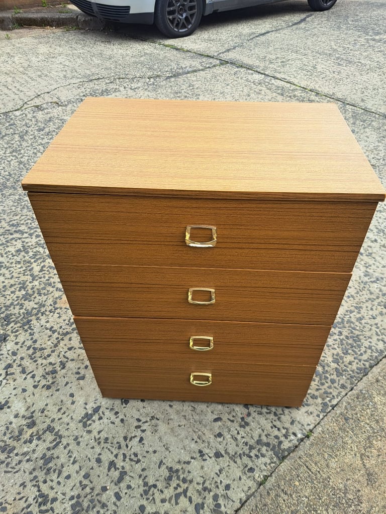 image for 4 drawer brown wood small chest of drawers