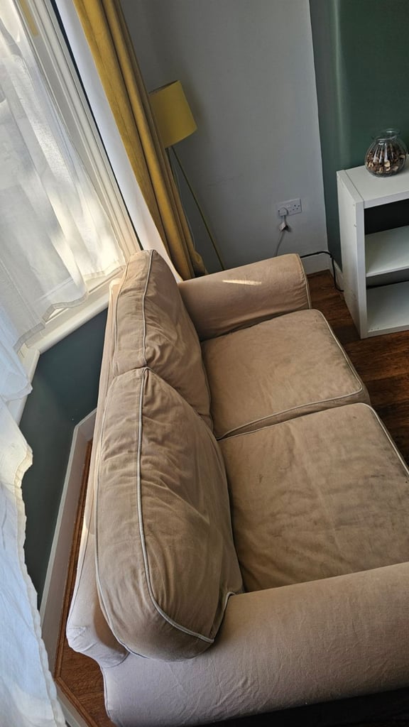 image for Two Seater Cream Fabric Sofa