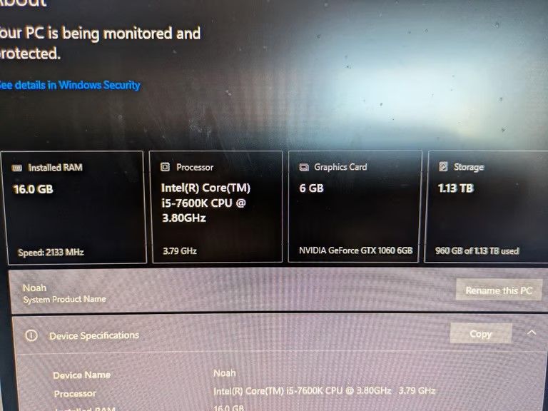 Gaming PC i5-7600K, GTX 1060 6GB, 16GB Ram