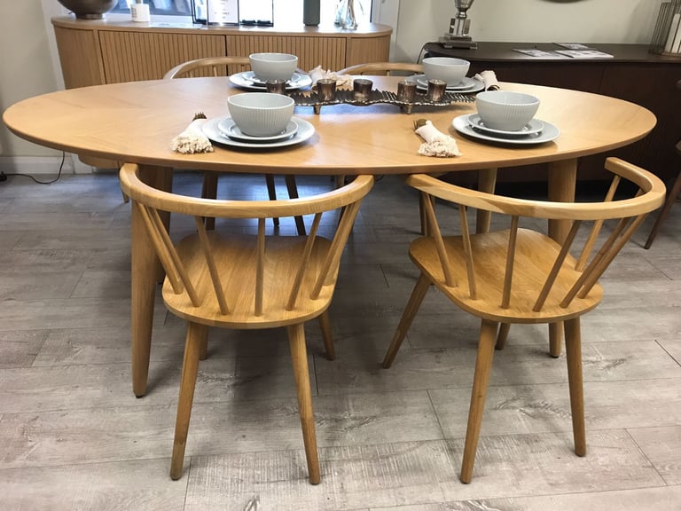 Oval Oak 1.9m Table and 6 Dining Chairs