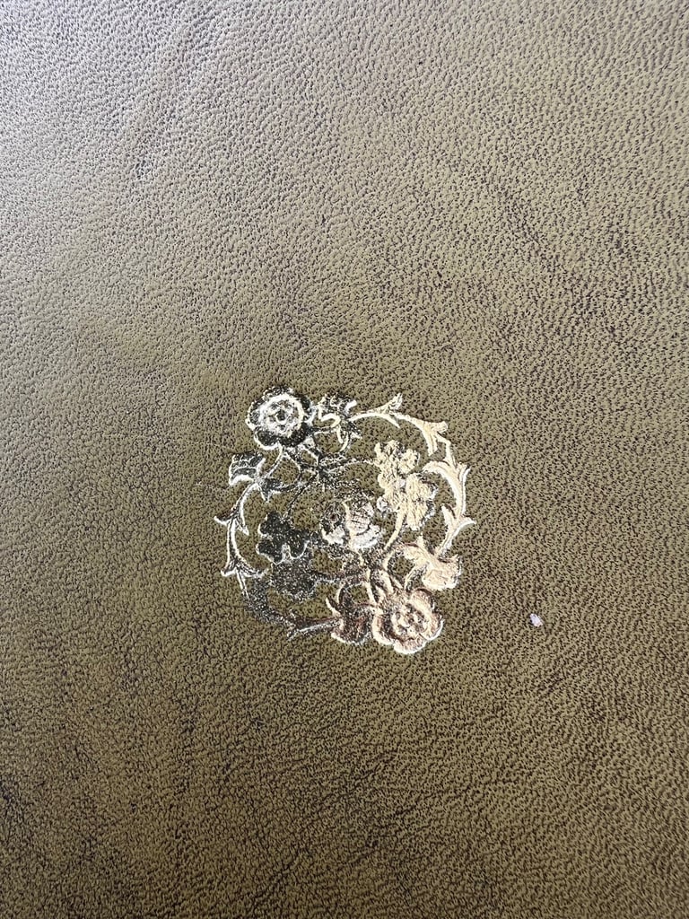 Antique Mahogany Glass Covered Leather Top Table 73cm Diameter x 45cm High