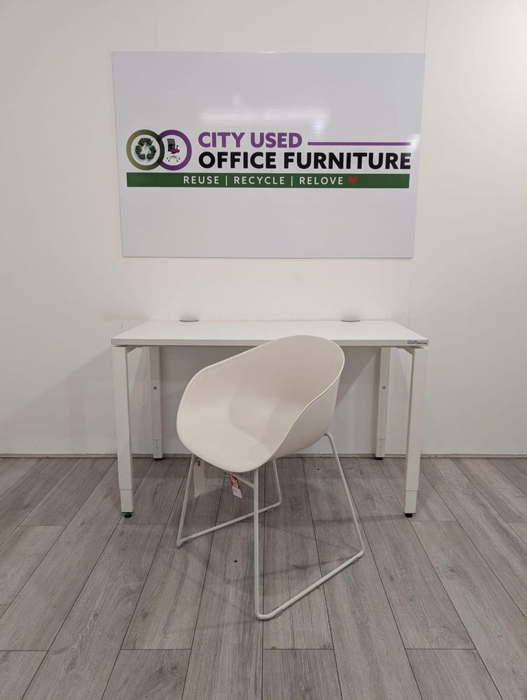 Haworth Height Adjustable Desk, White Top & Frame, W1200mm with Office Chair Delivery Nationwide