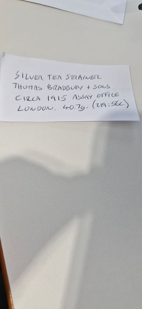 Collectible silver tea strainer 1910