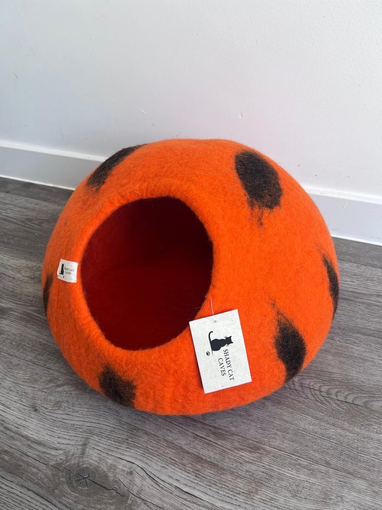 Shady Cat Caves Handmade Felt Cat Bed/Cave Tiger Print Cave 