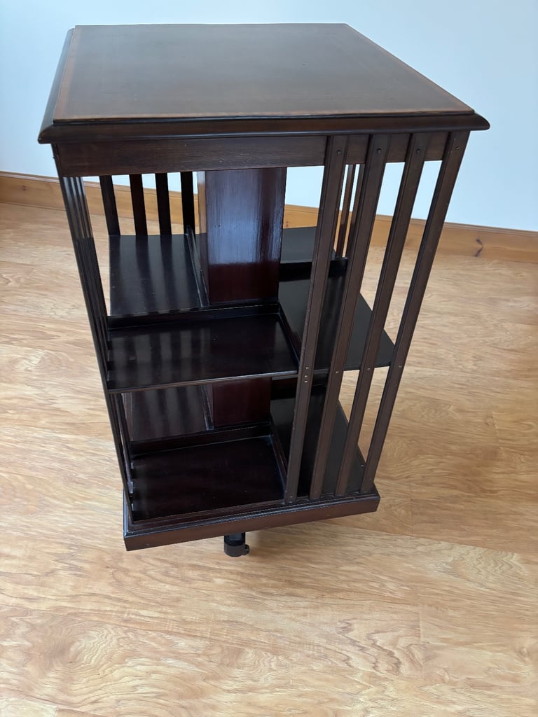 Revolving Mahogany Bookcase Inlaid Top