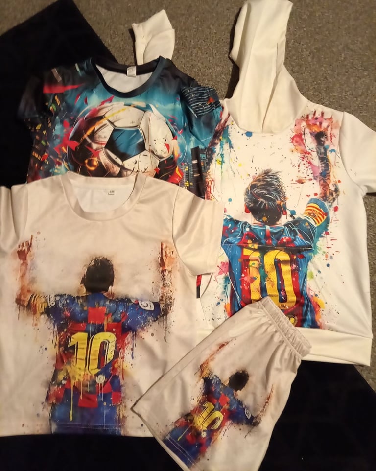 image for Boys 3 piece Messi set and 1 3D football tshirt age 6-7