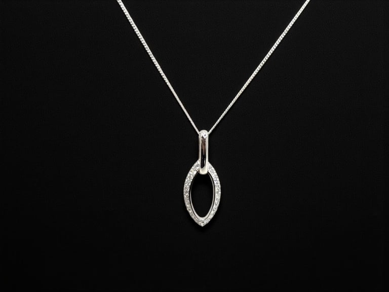 image for Sterling 925 Silver Drop Pendant & Chain