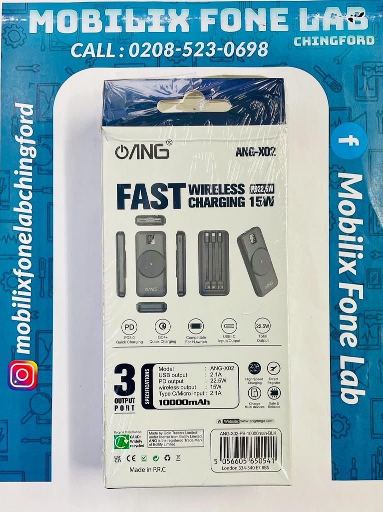 ANG X02 10000mAh Fast Wireless Charging PD22.5W & 15Watt Power Bank Portable Battery Charger