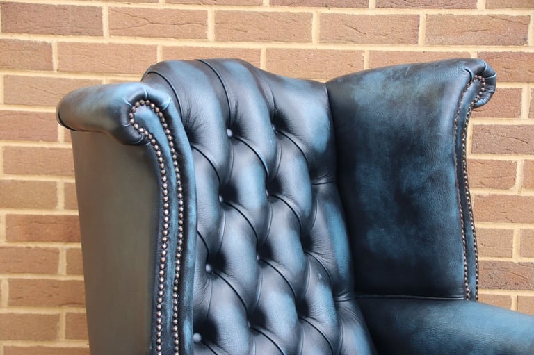 Chesterfield Luxury Wingback Armchair with Footstool (UK Delivery)