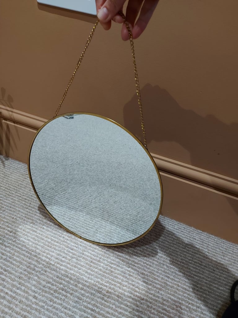 image for H&M Home round chain mirror ~ antique brass 