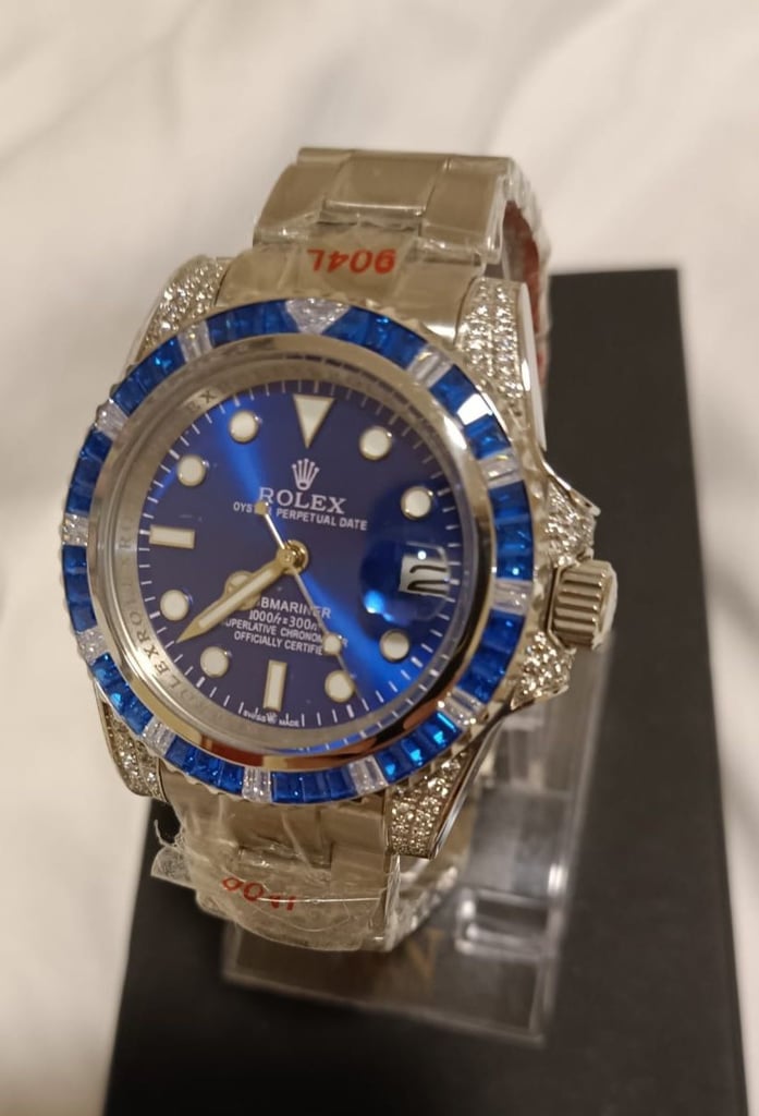 Men rollex watch blue sub class