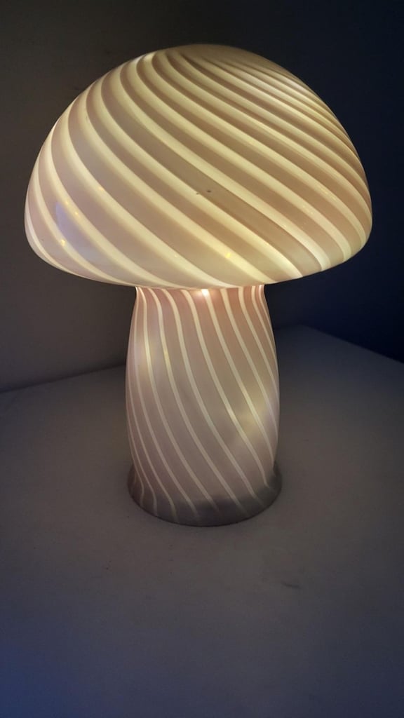 image for Pink Swirl Glass Mushroom Lamp Led Warm Bulb