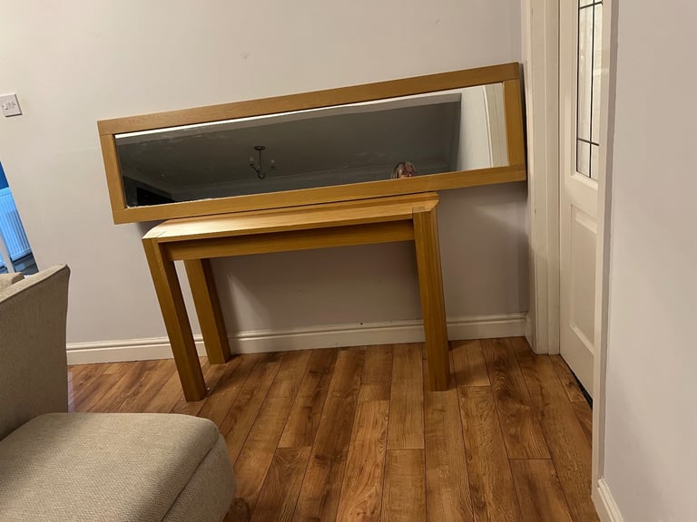image for Oak console table& Mirror