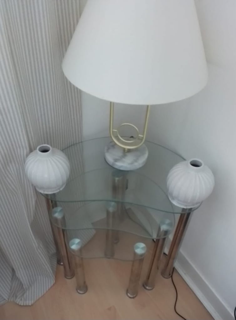 Chrome and tempered glass matching set of modern living room furniture for sale.!