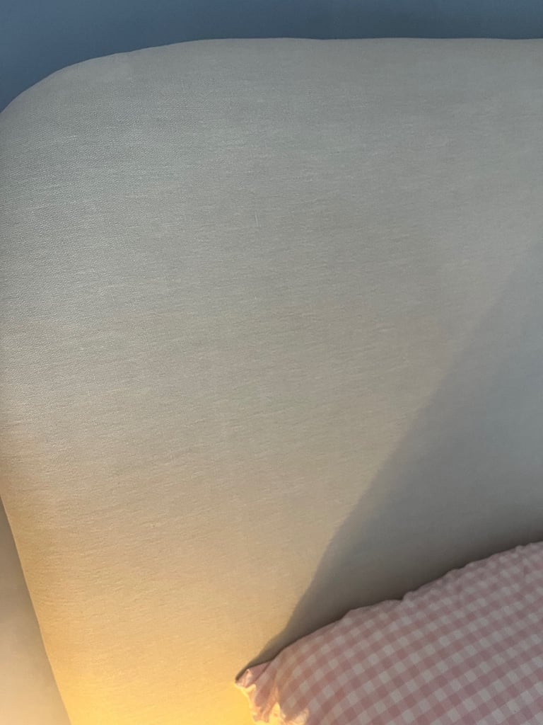 White company King size Melbury natural linen bed 