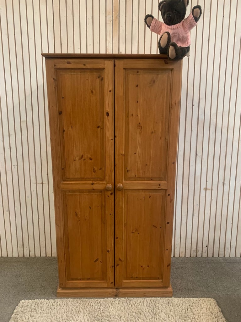 Vintage Double Wardrobe Double Hanging or Full Hanging Two doors and Two Hanging Rails. Solid Pine