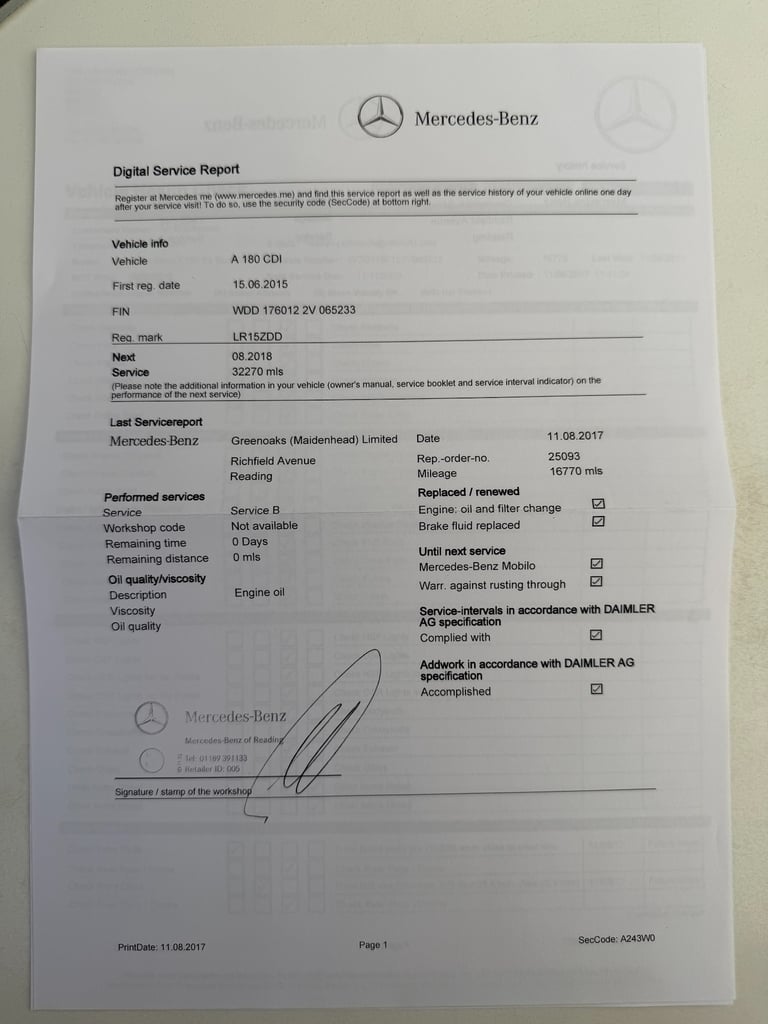 2015 Mercedes-Benz A Class 1.5 A180 CDI ECO SE Hatchback 5dr Diesel Manual Euro